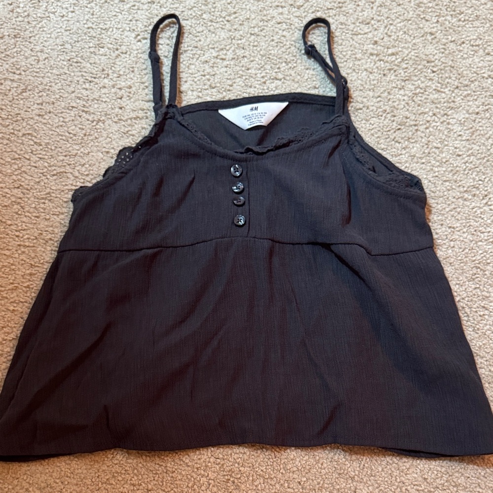 H&M Black Lace-Trim Spaghetti Strap Cami